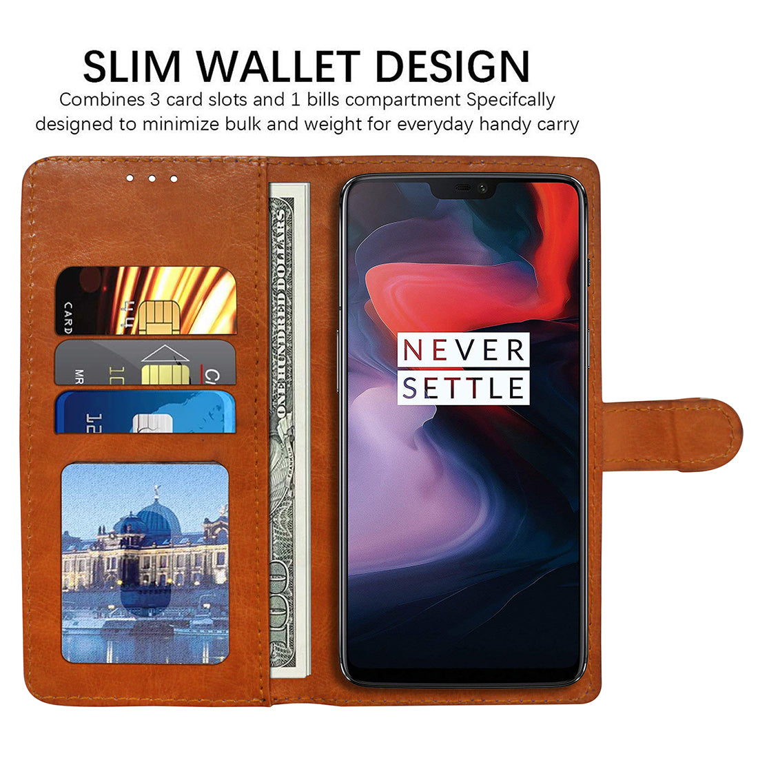 Premium Wallet Flip Cover for OnePlus 6