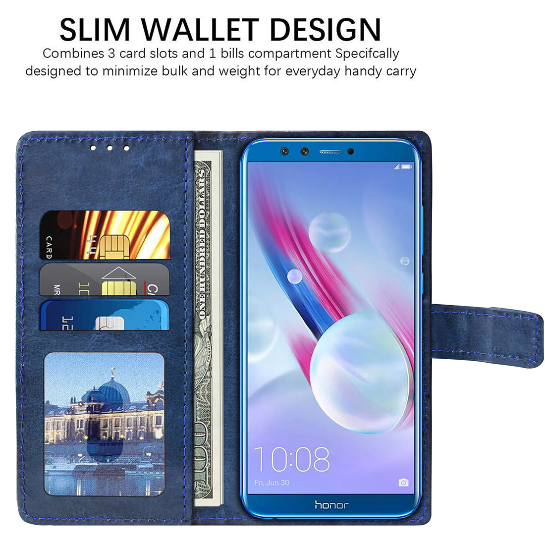 Premium Wallet Flip Cover for Huawei Honor 9 Lite 4G