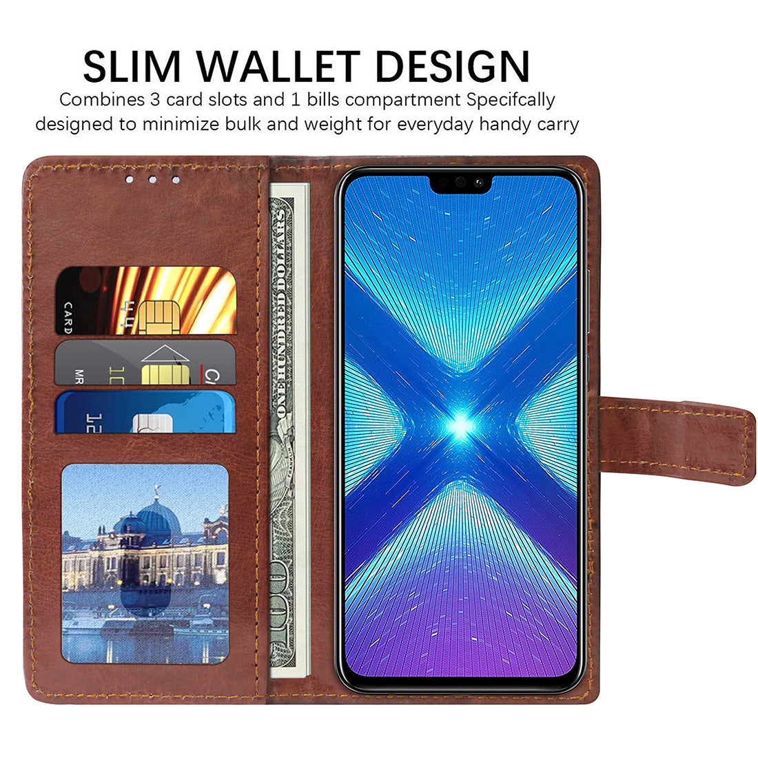 Premium Wallet Flip Cover for Huawei Honor 8X 4G