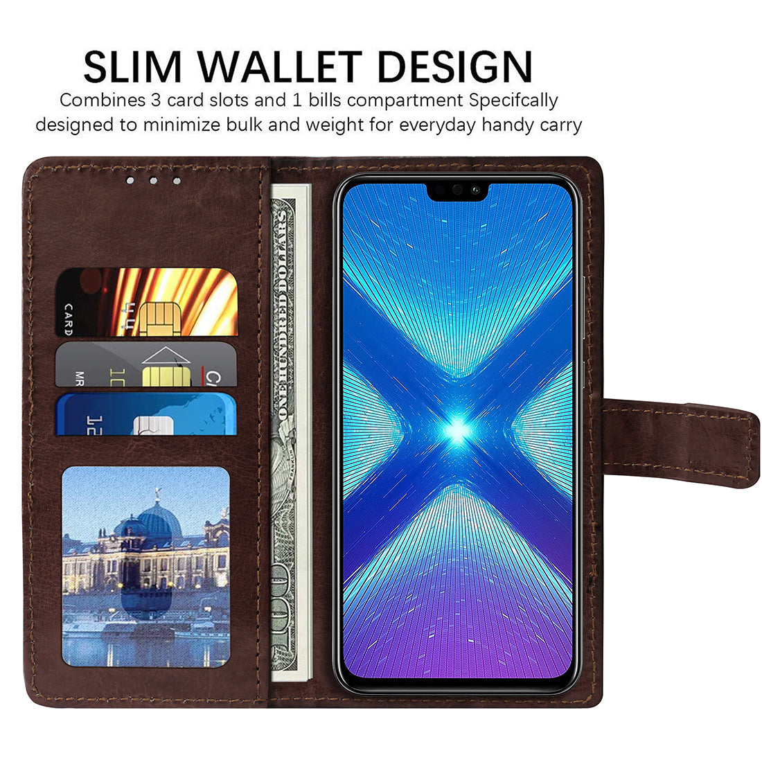 Premium Wallet Flip Cover for Huawei Honor 8X