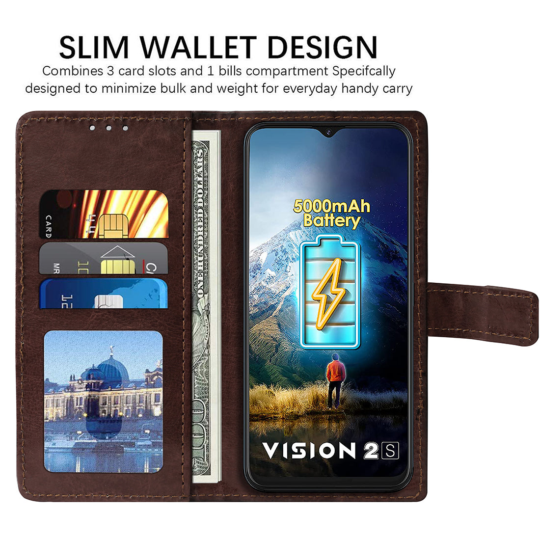 Premium Wallet Flip Cover for Itel Vision 2s