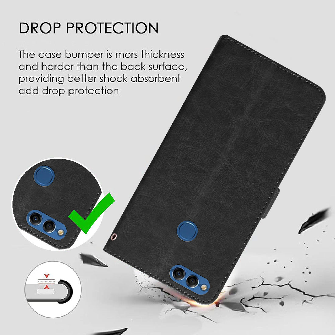 Premium Wallet Flip Cover for Huawei Honor 7X