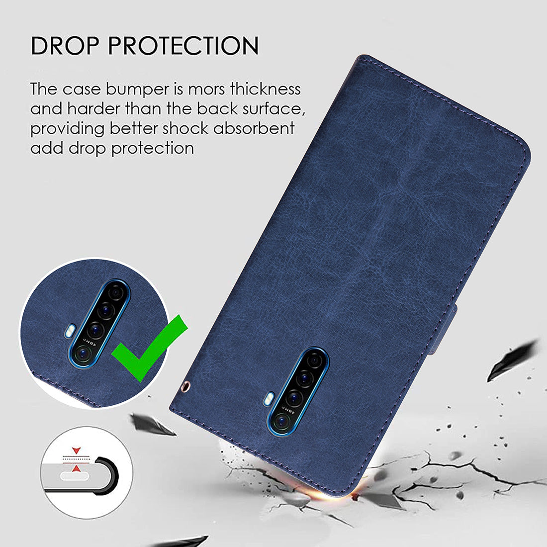 Premium Wallet Flip Cover for Oppo Reno Ace