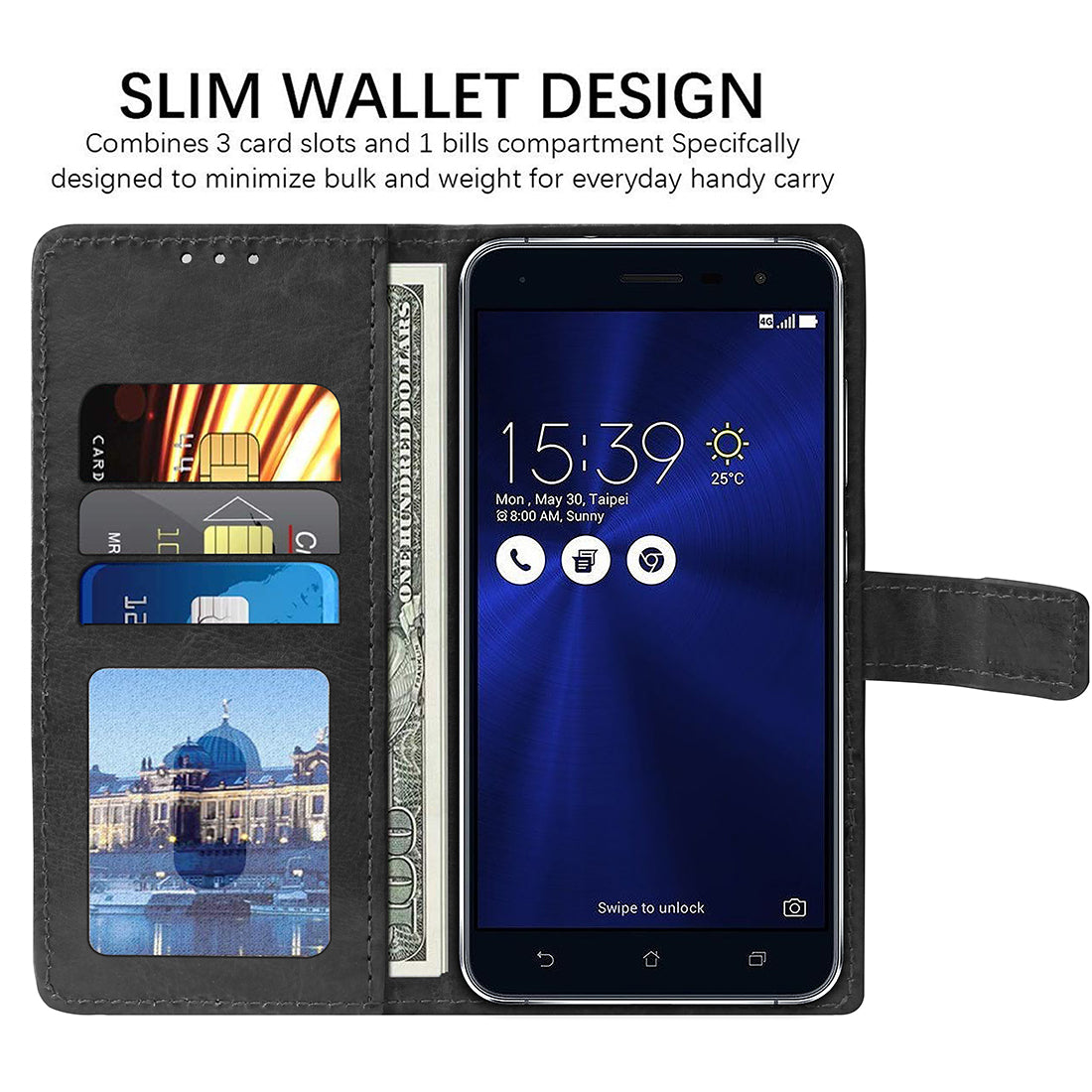 Premium Wallet Flip Cover for Asus Zenfone 3 ZE520KL