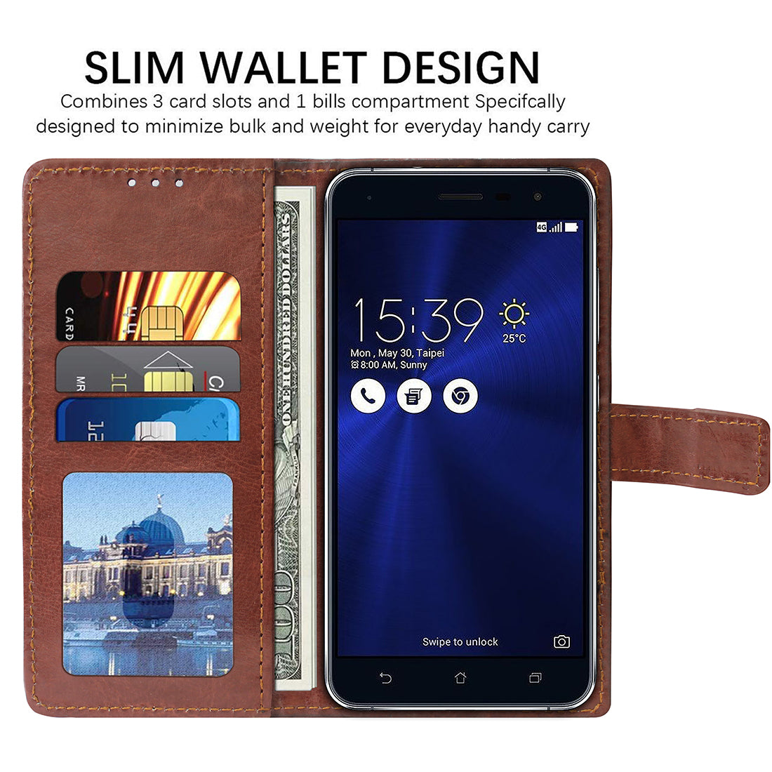 Premium Wallet Flip Cover for Asus Zenfone 3 ZE520KL