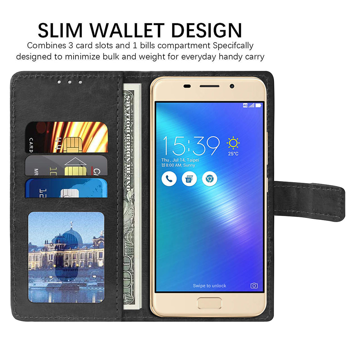Premium Wallet Flip Cover for Asus Zenfone 3s Max ZC521TL