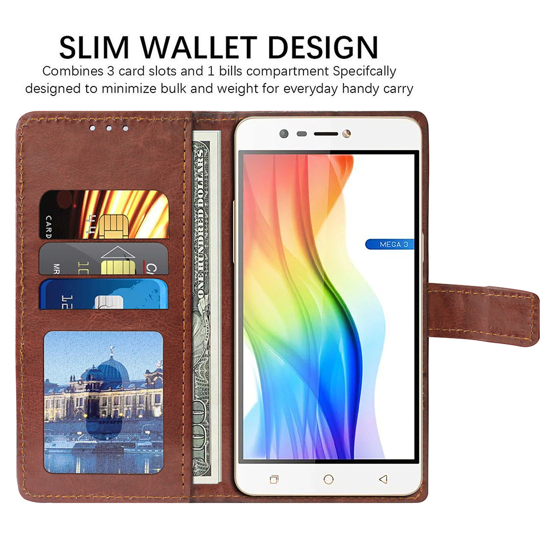 Premium Wallet Flip Cover for Coolpad Mega 3