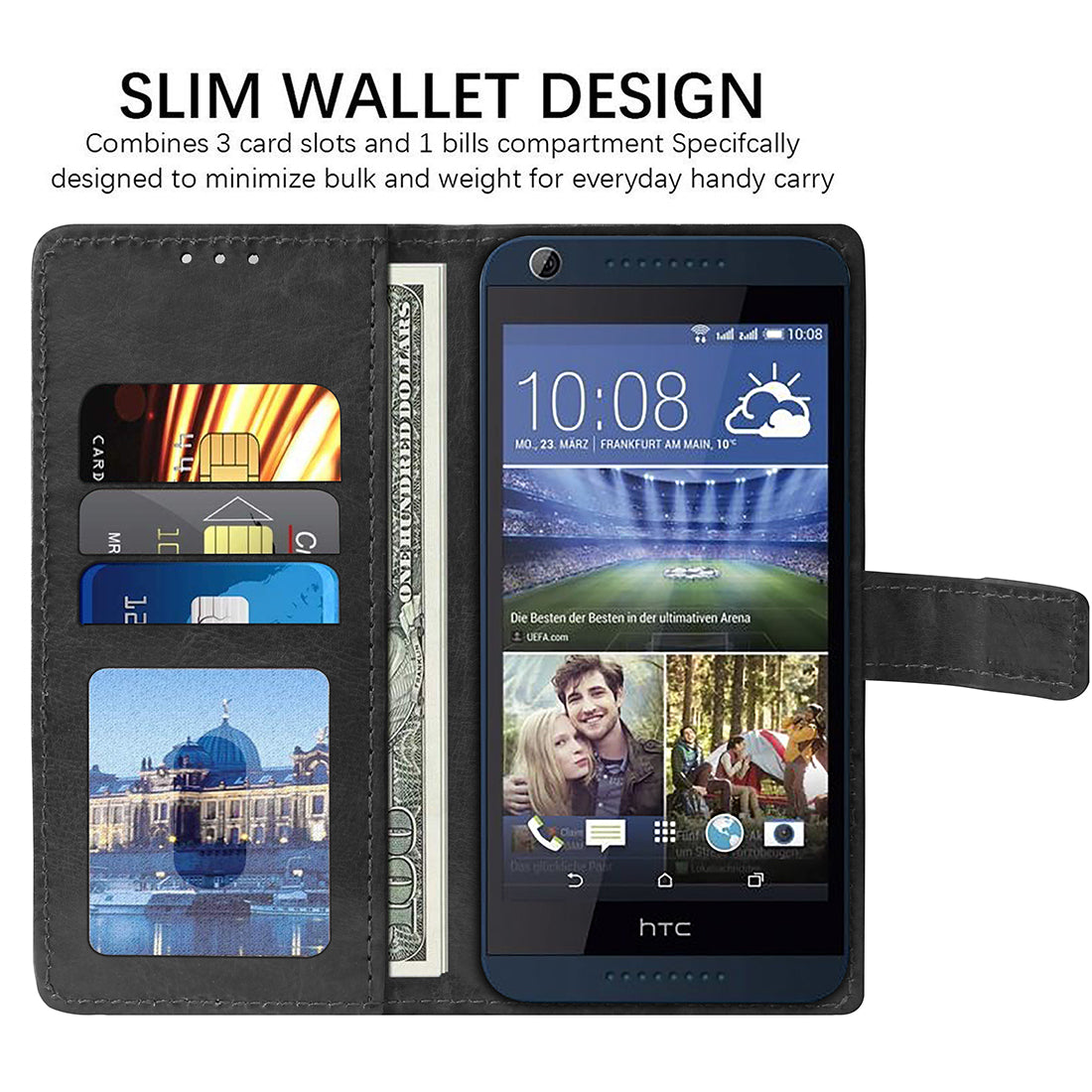 Premium Wallet Flip Cover for HTC Desire 626 / HTC Desire 628
