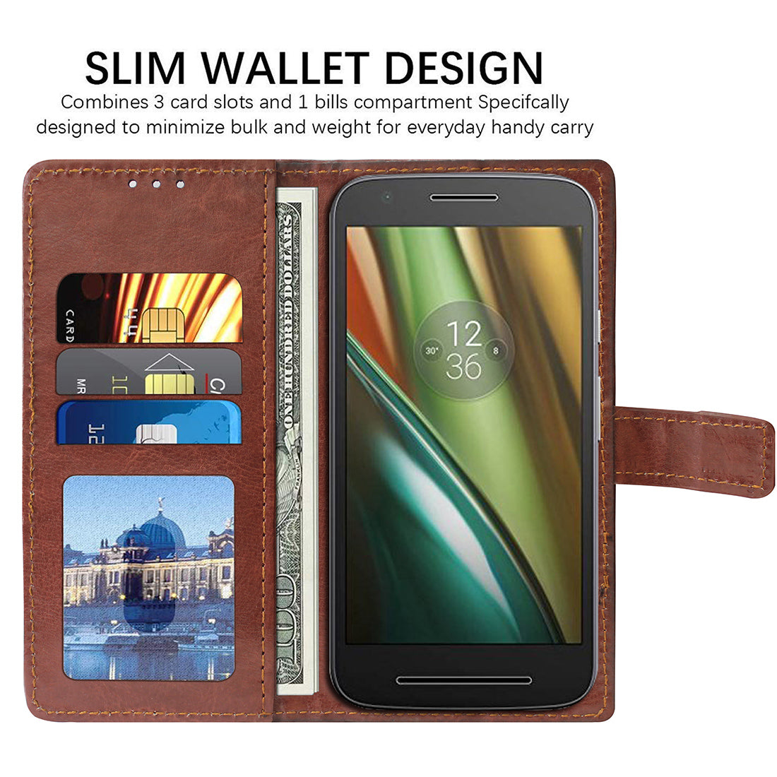 Premium Wallet Flip Cover for Motorola Moto E3 Power