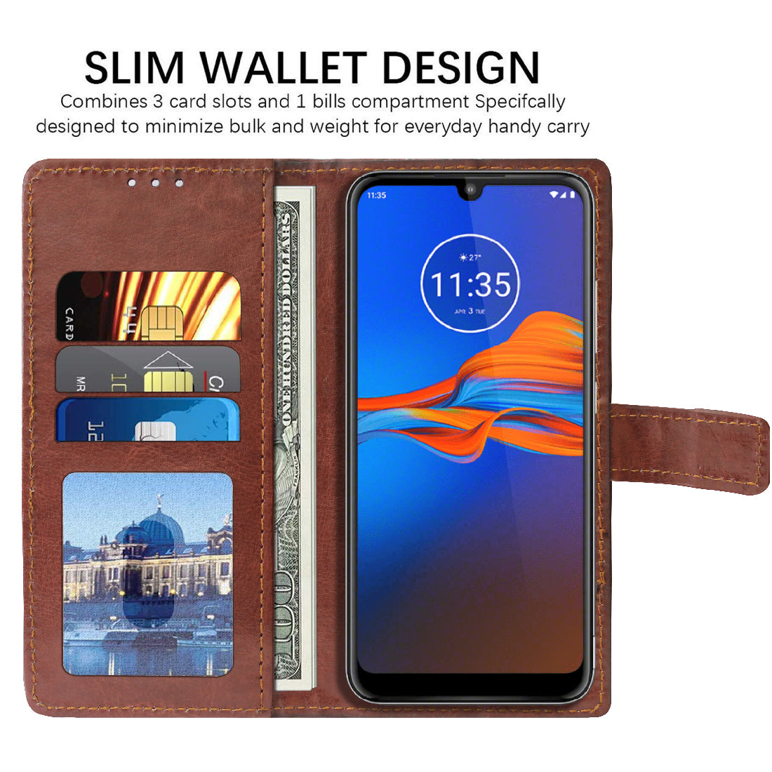 Premium Wallet Flip Cover for Motorola Moto E6s