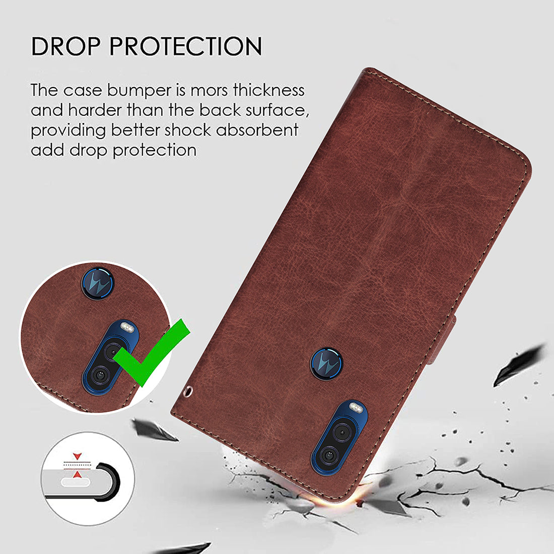 Premium Wallet Flip Cover for Motorola One Vision