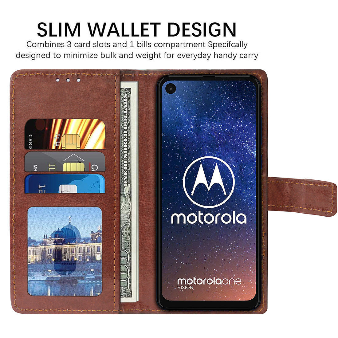Premium Wallet Flip Cover for Motorola One Vision