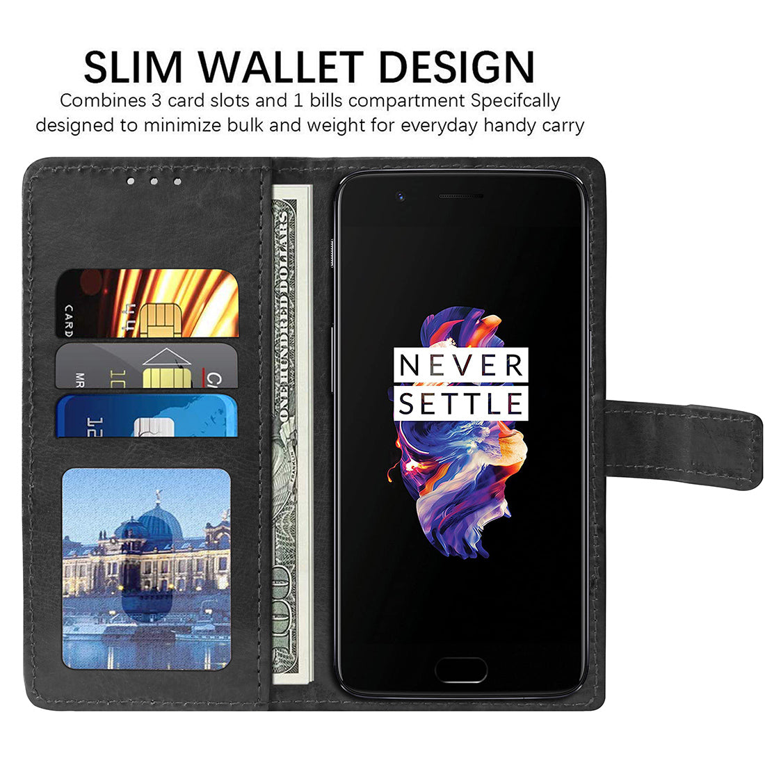 Premium Wallet Flip Cover for OnePlus 5