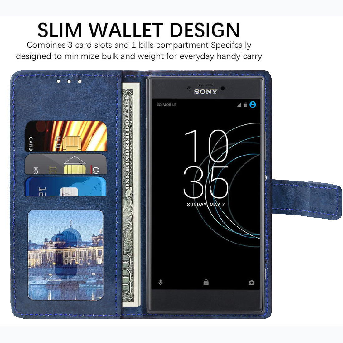 Premium Wallet Flip Cover for Sony Xperia R1 Plus