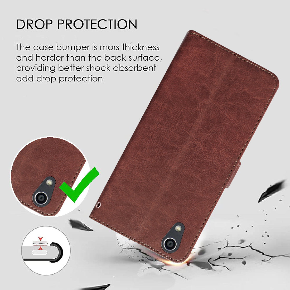 Premium Wallet Flip Cover for Sony Xperia R1 Plus