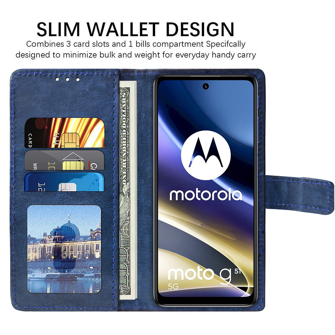 Premium Wallet Flip Cover for Motorola Moto G51 5G