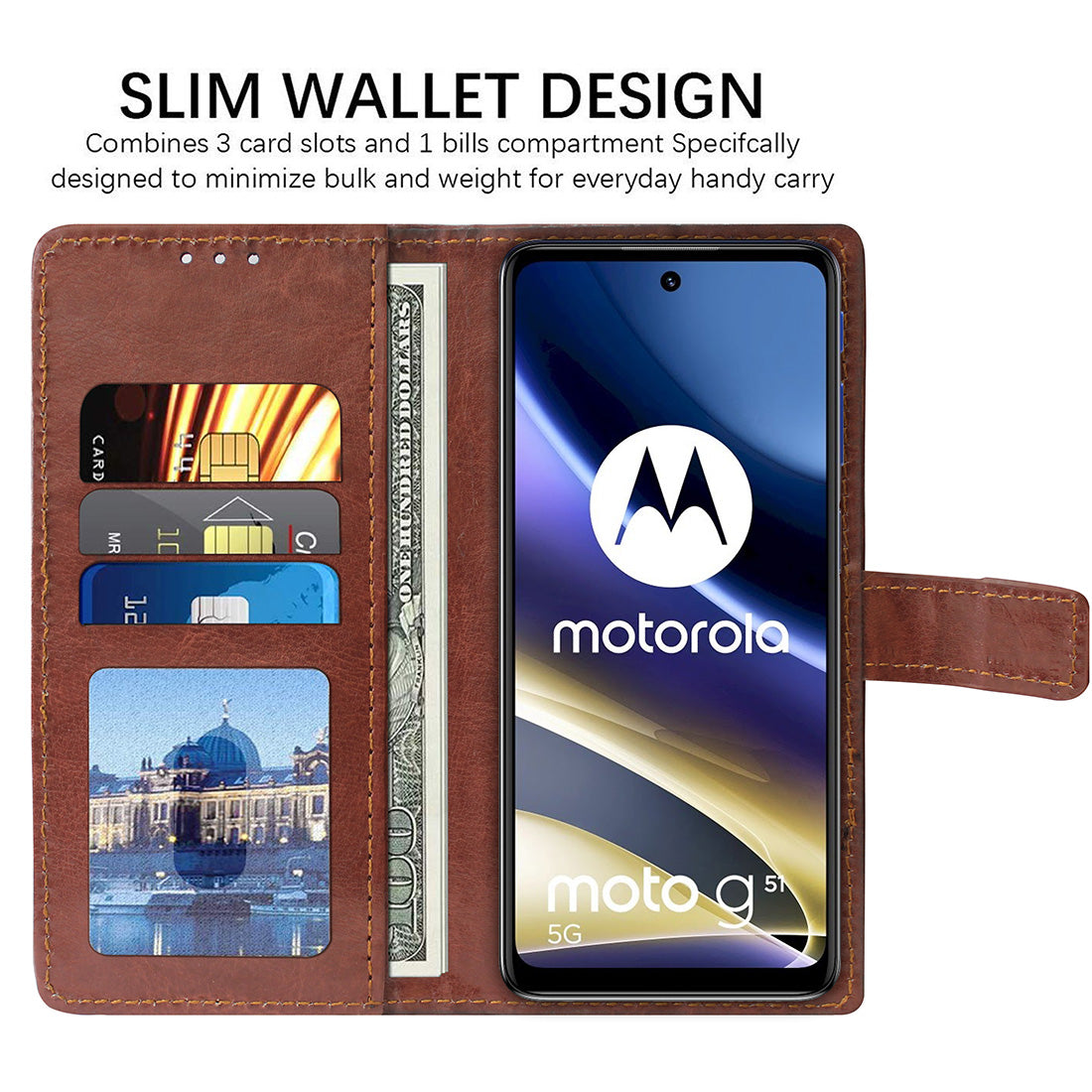 Premium Wallet Flip Cover for Motorola Moto G51 5G