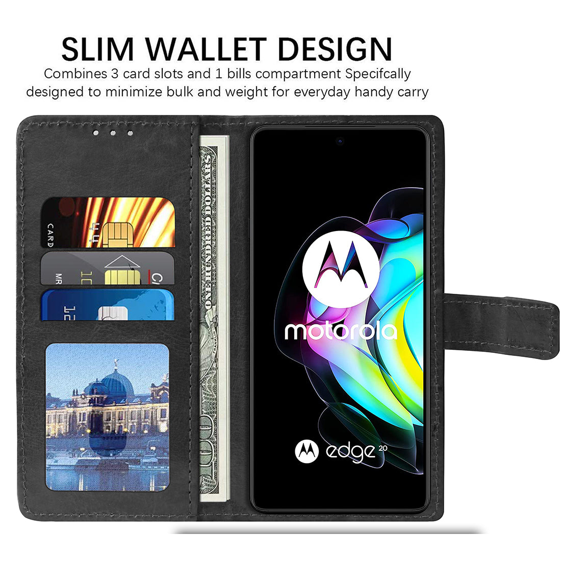 Premium Wallet Flip Cover for Motorola edge 20