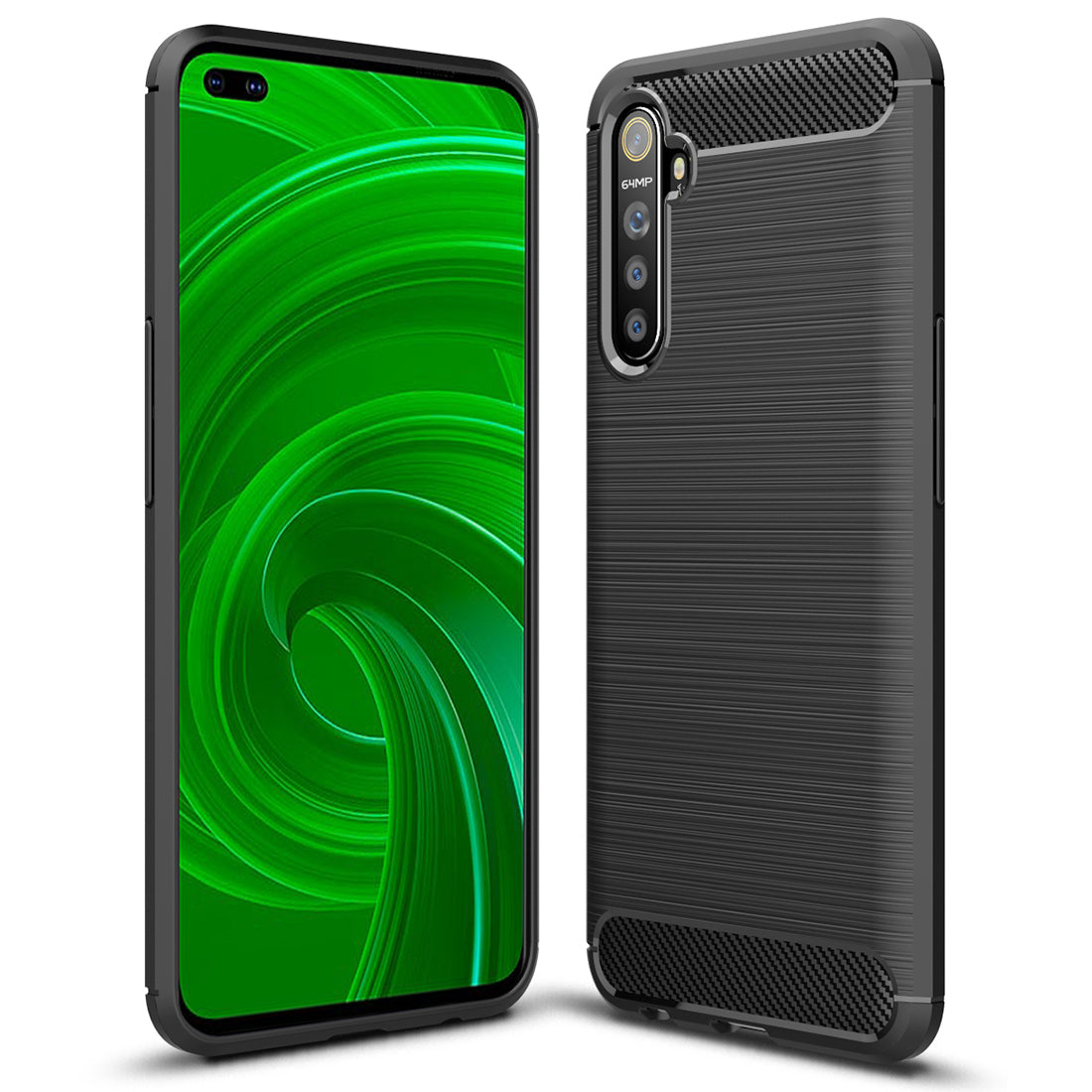 Casotec Carbon Fiber Shockproof Rugged Armor Case Cover With Metallic Brush Finish For Realme 9283