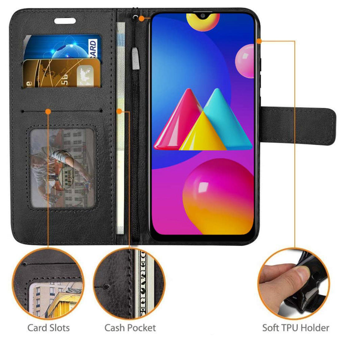 Premium Wallet Flip Cover for Samsung Galaxy M02s / F02s