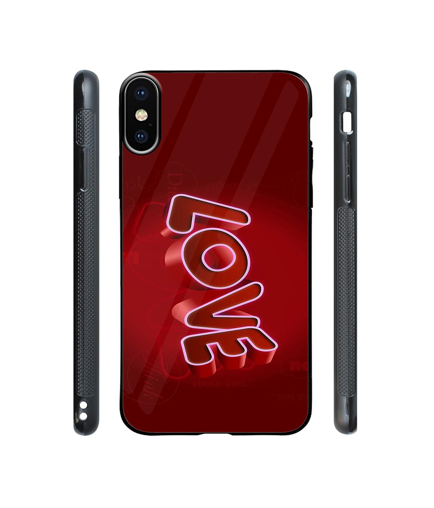 Love 3D Pattern Designer Printed Glass Cover for Apple iPhone X / Xs