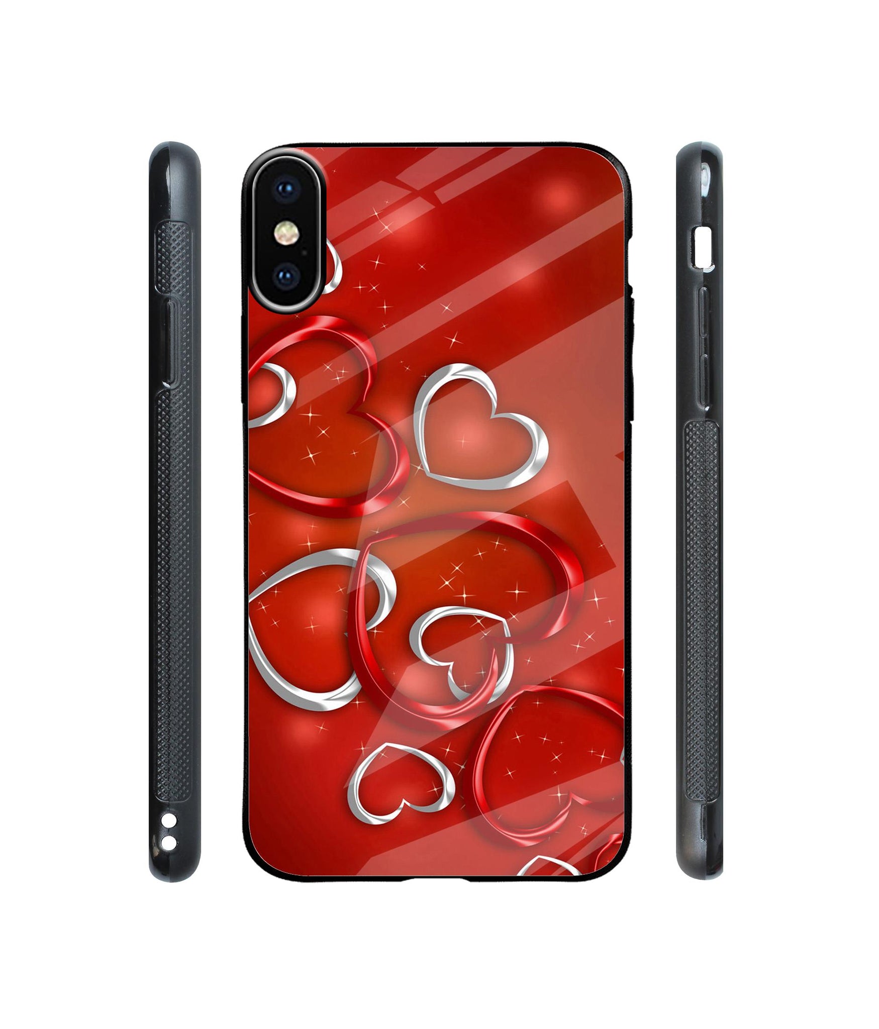 Hearts Designer Printed Glass Cover for Apple iPhone X / Xs