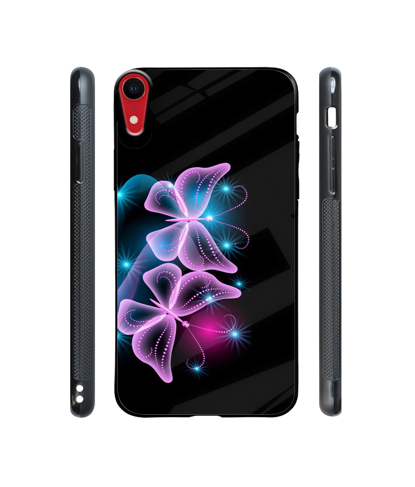 Butterflies Neon Light Designer Printed Glass Cover for Apple iPhone XR