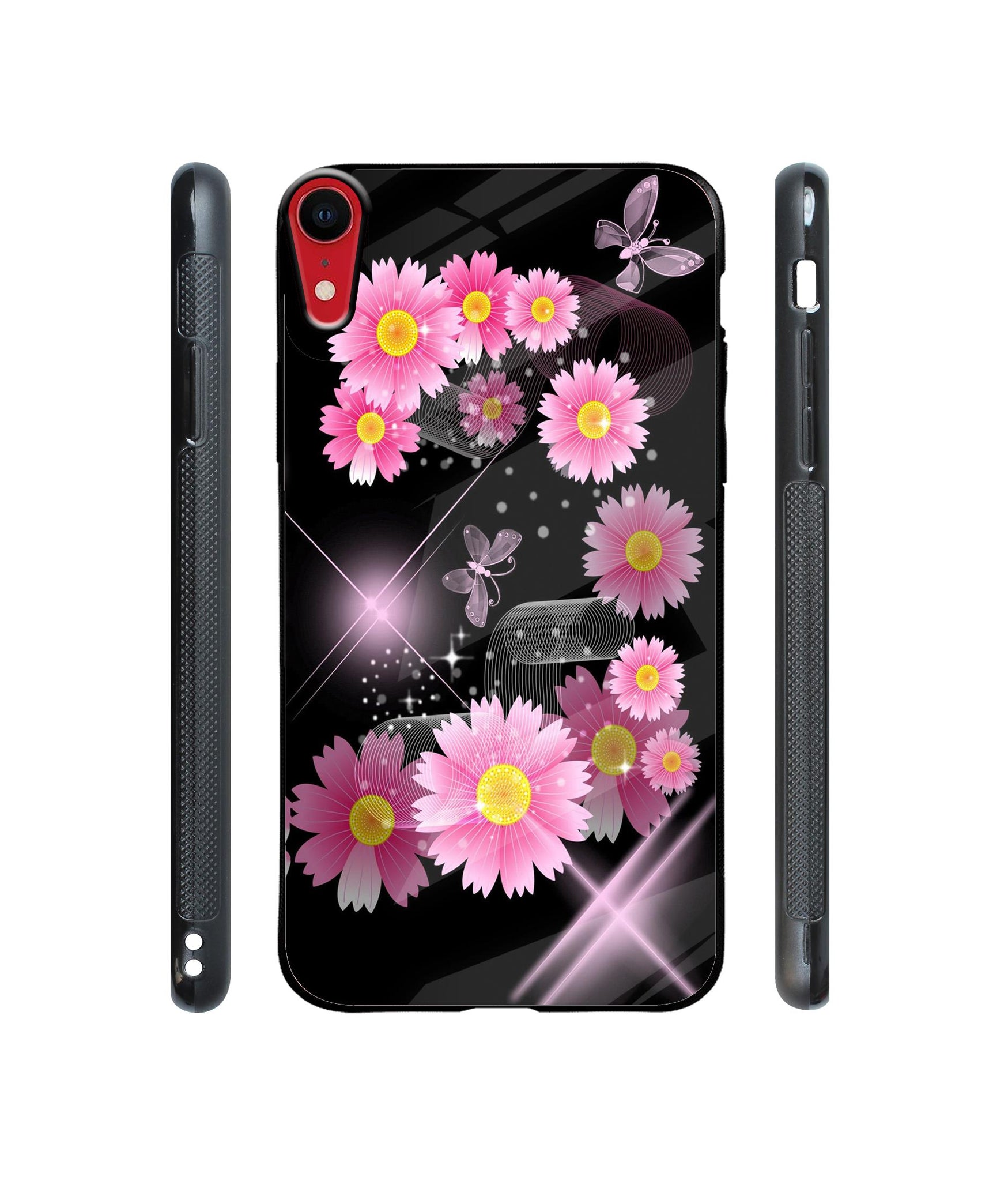 Pink Flower Designer Printed Glass Cover for Apple iPhone XR
