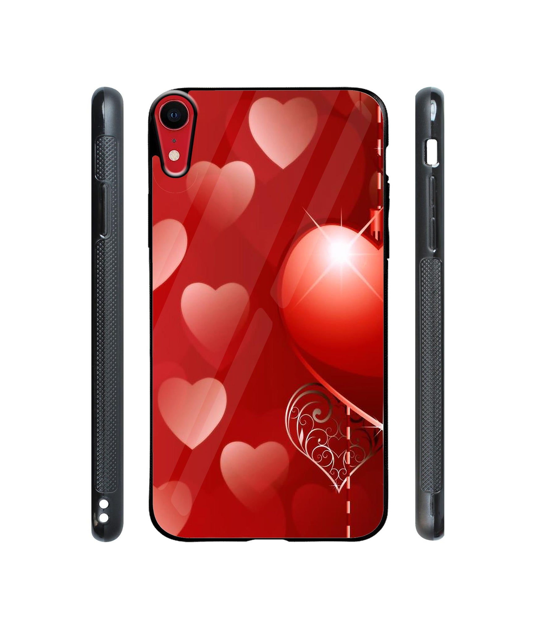 Heart Patten Designer Printed Glass Cover for Apple iPhone XR