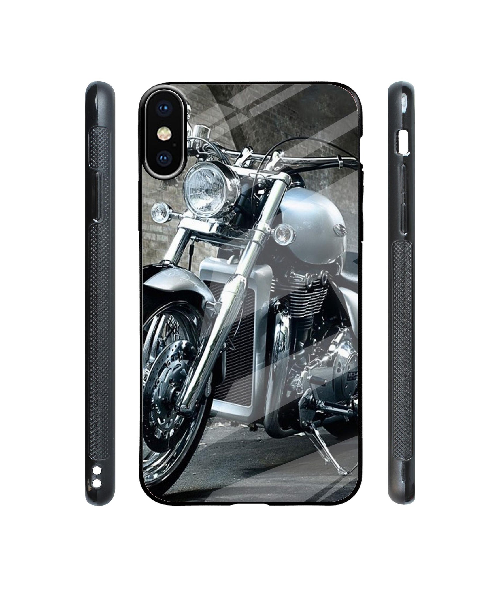 Motorcycle Designer Printed Glass Cover for Apple iPhone XS Max