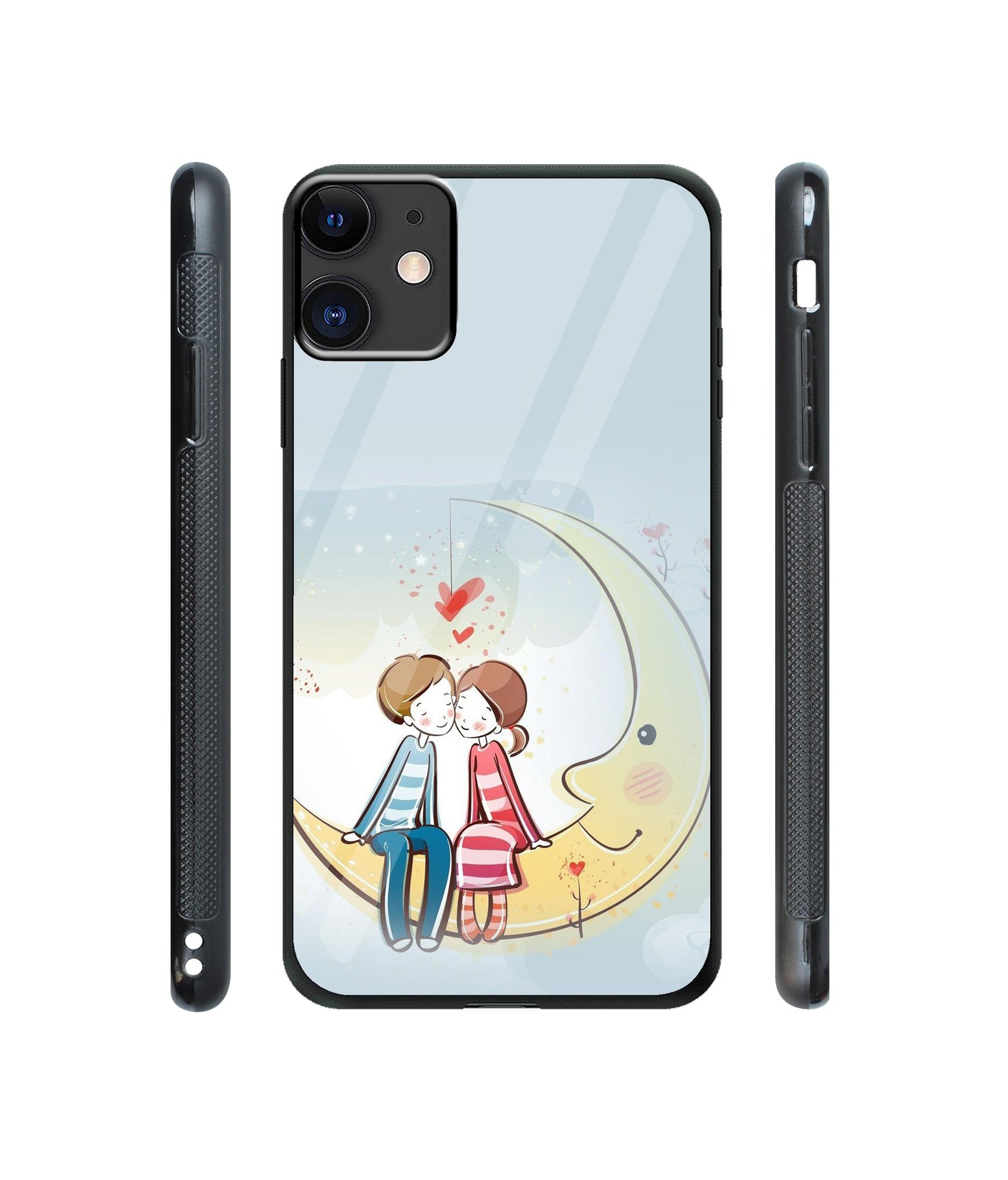 Couple Sitting On Moon Designer Printed Glass Cover for Apple iPhone 11