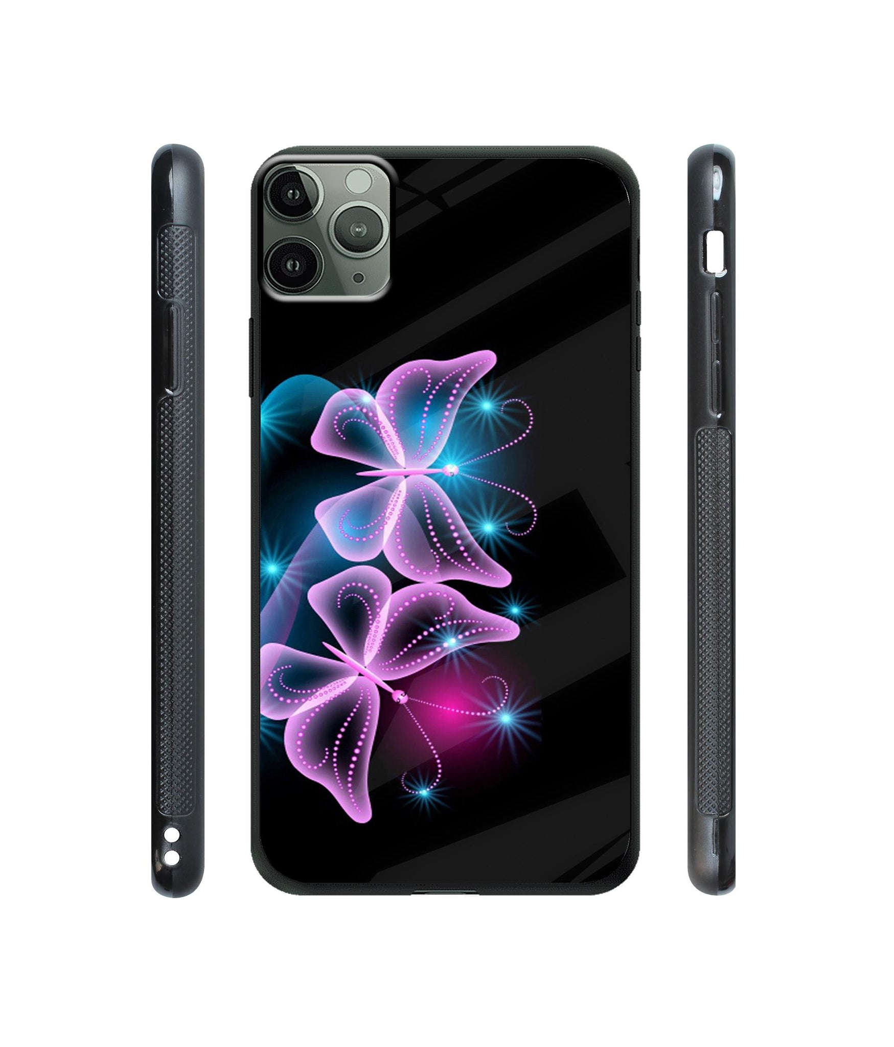 Butterflies Neon Light Designer Printed Glass Cover for Apple iPhone 11 Pro