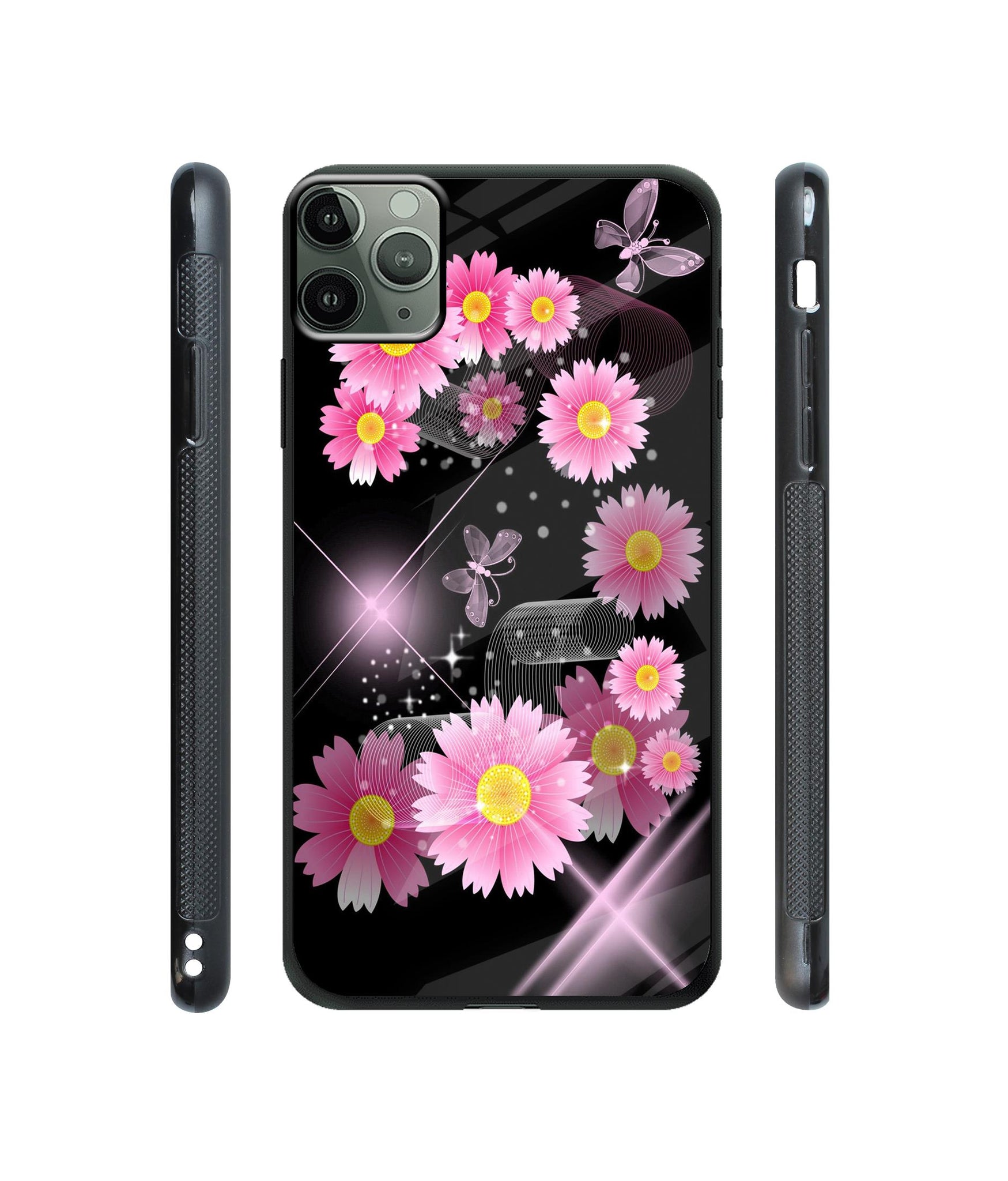 Pink Flower Designer Printed Glass Cover for Apple iPhone 11 Pro