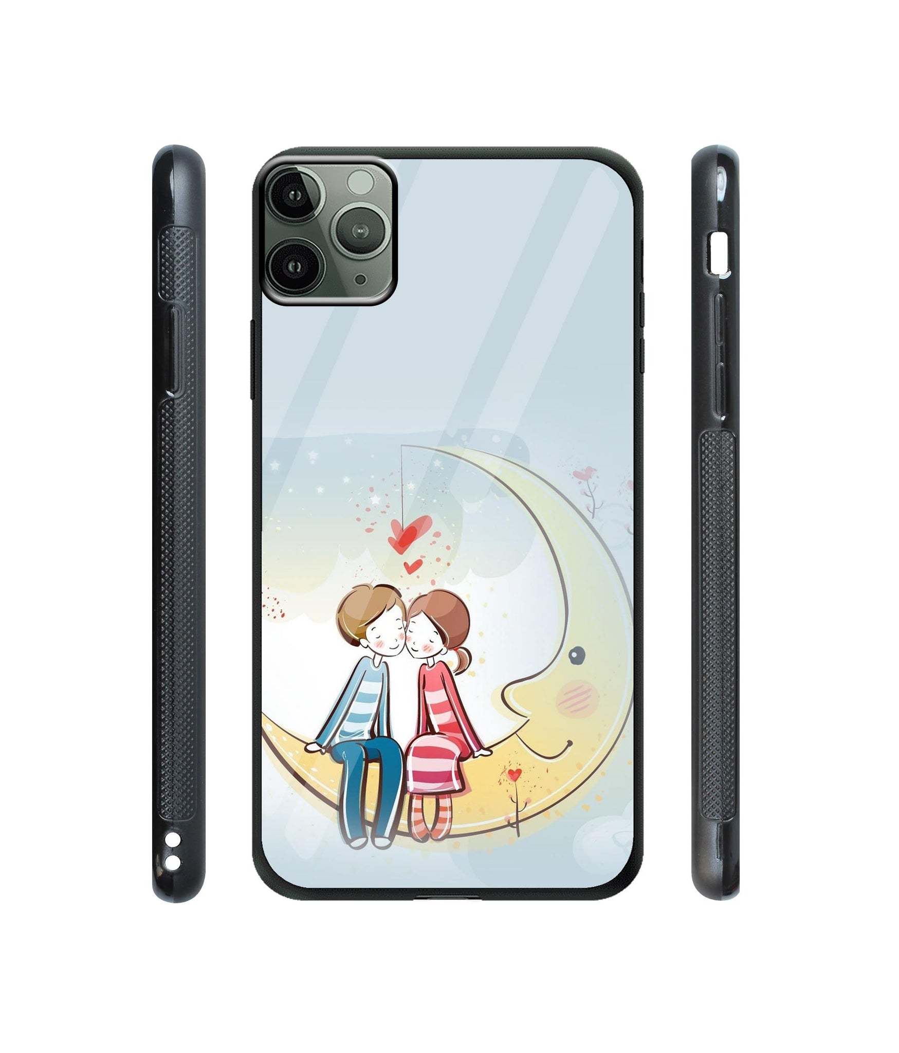 Couple Sitting On Moon Designer Printed Glass Cover for Apple iPhone 11 Pro
