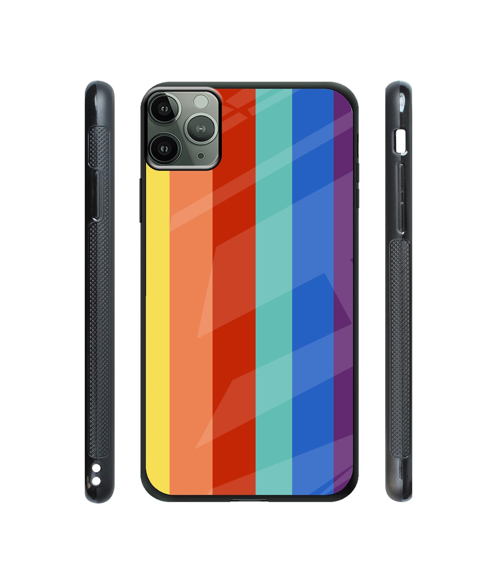 Rainbow Colors Designer Printed Glass Cover for Apple iPhone 11 Pro