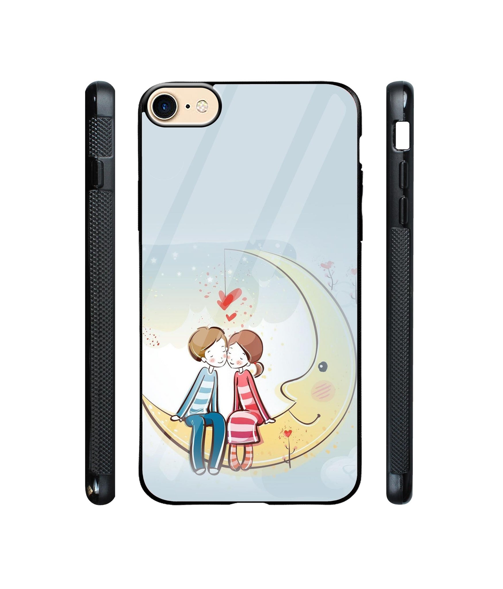 Couple Sitting On Moon Designer Printed Glass Cover for Apple iPhone 7 / iPhone 8