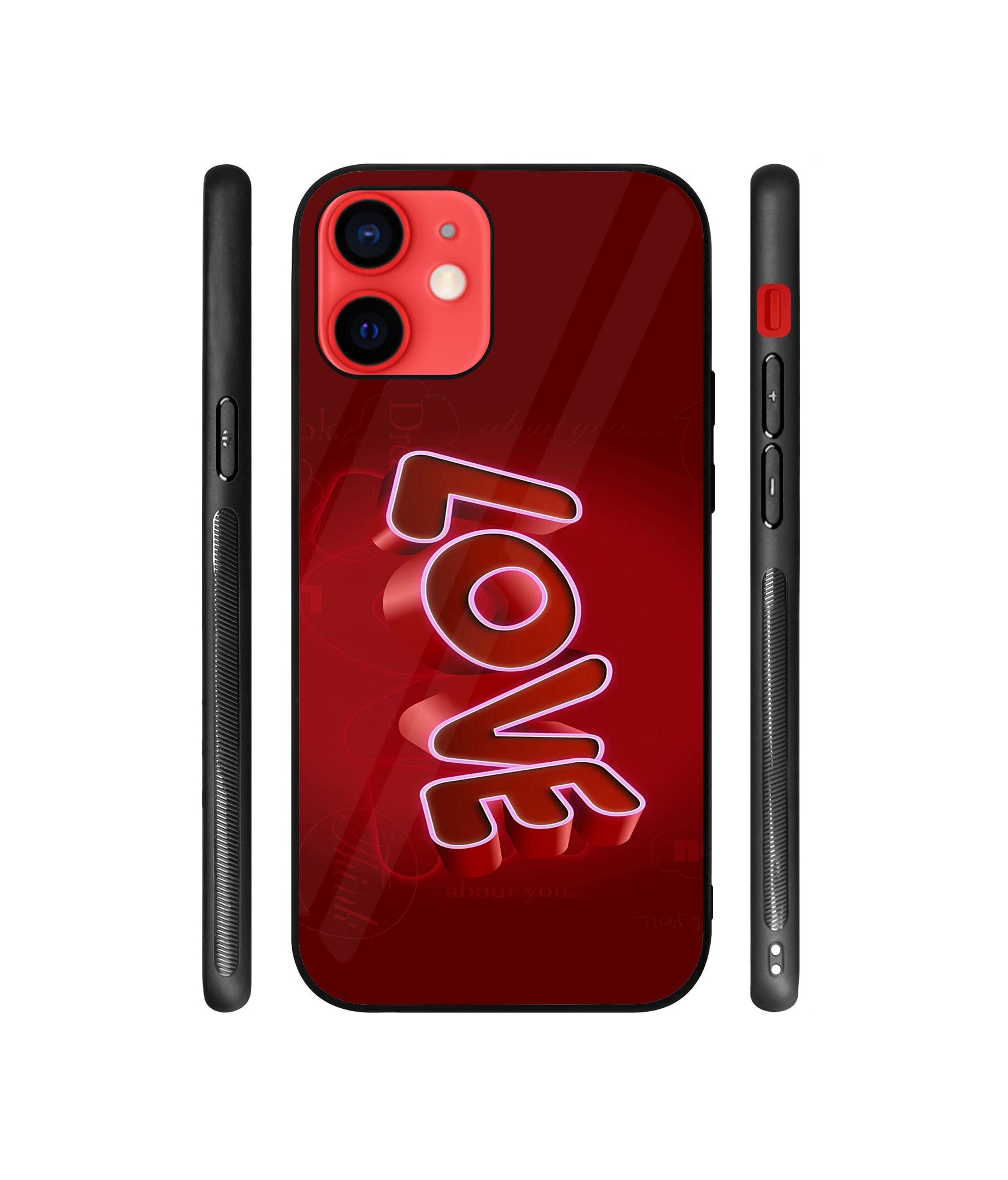Love 3D Pattern Designer Printed Glass Cover for Apple iPhone 12 / iPhone 12 Pro