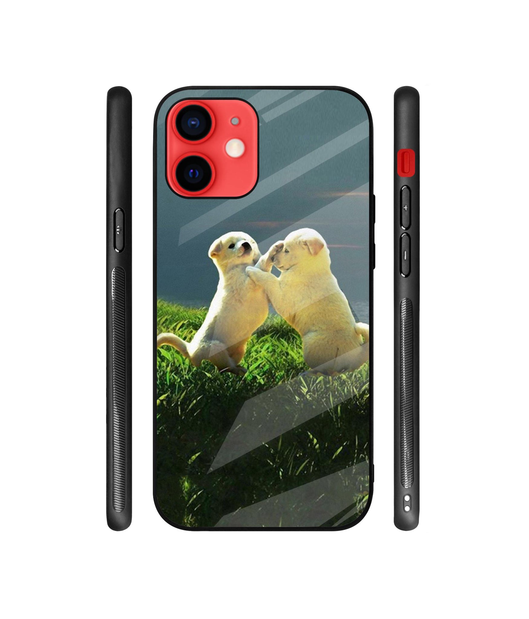 Puppy Couple Sunset Designer Printed Glass Cover for Apple iPhone 12 / iPhone 12 Pro