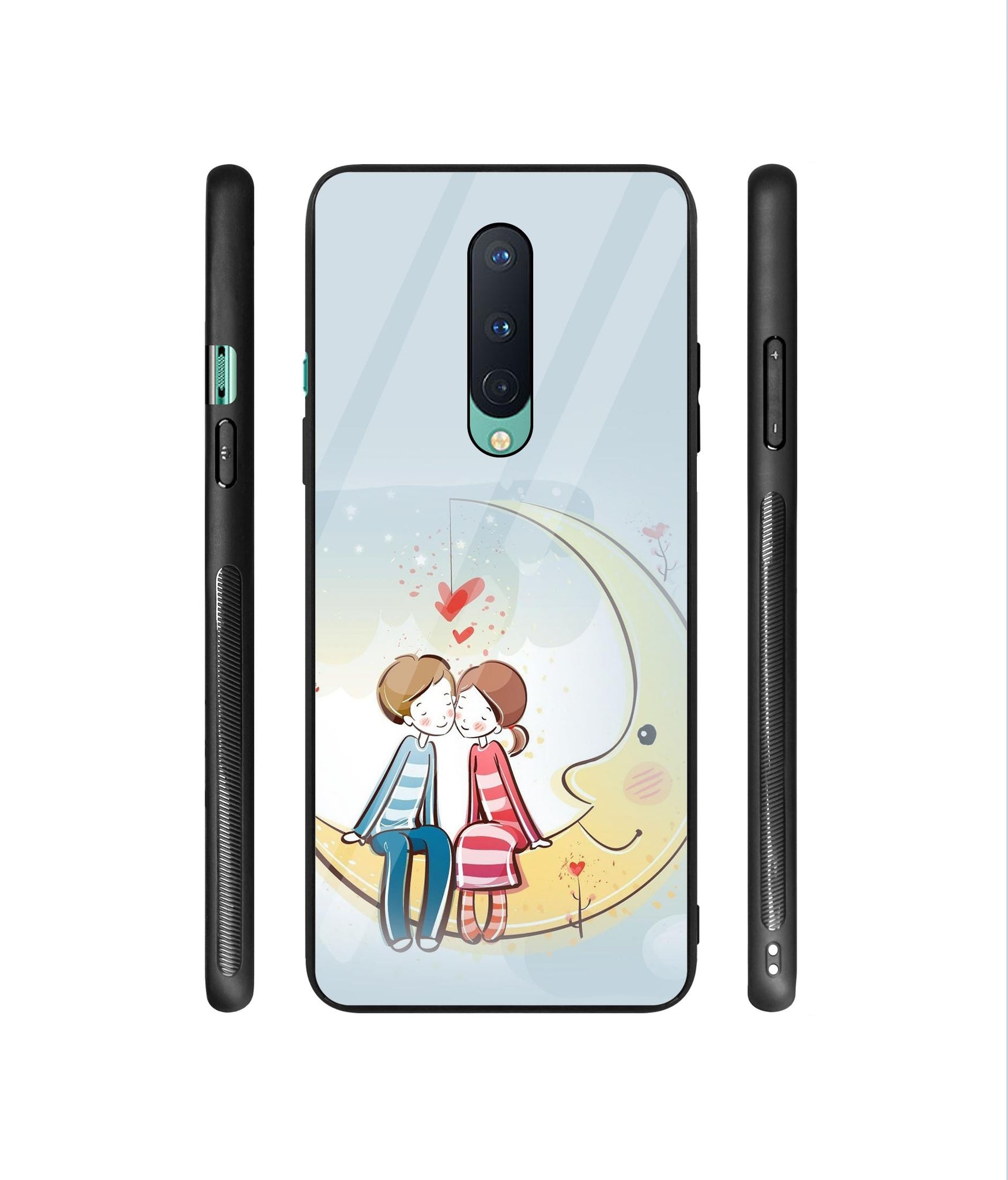 Couple Sitting On Moon Designer Printed Glass Cover for OnePlus 8