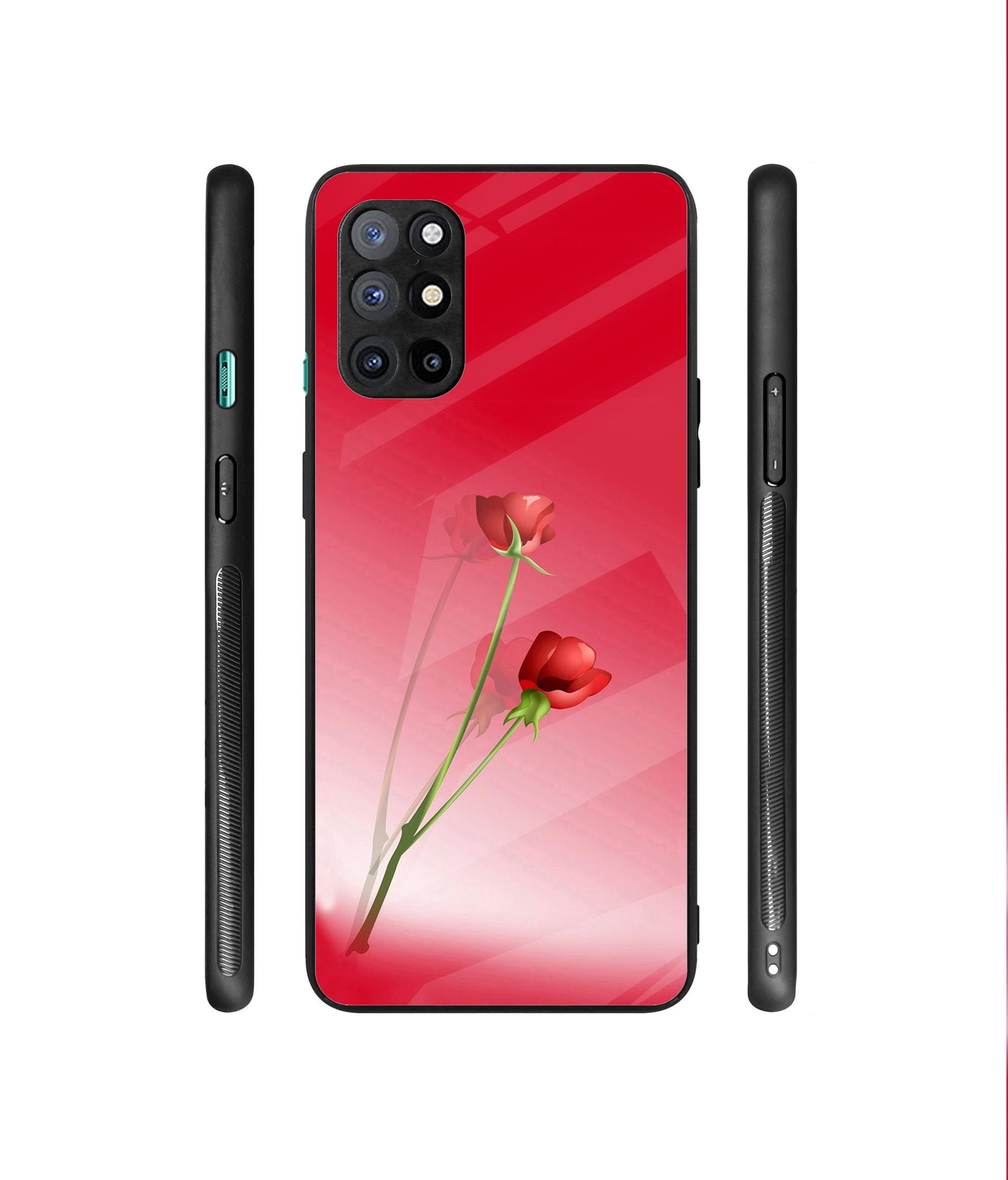Red Roses Designer Printed Glass Cover for OnePlus 8T