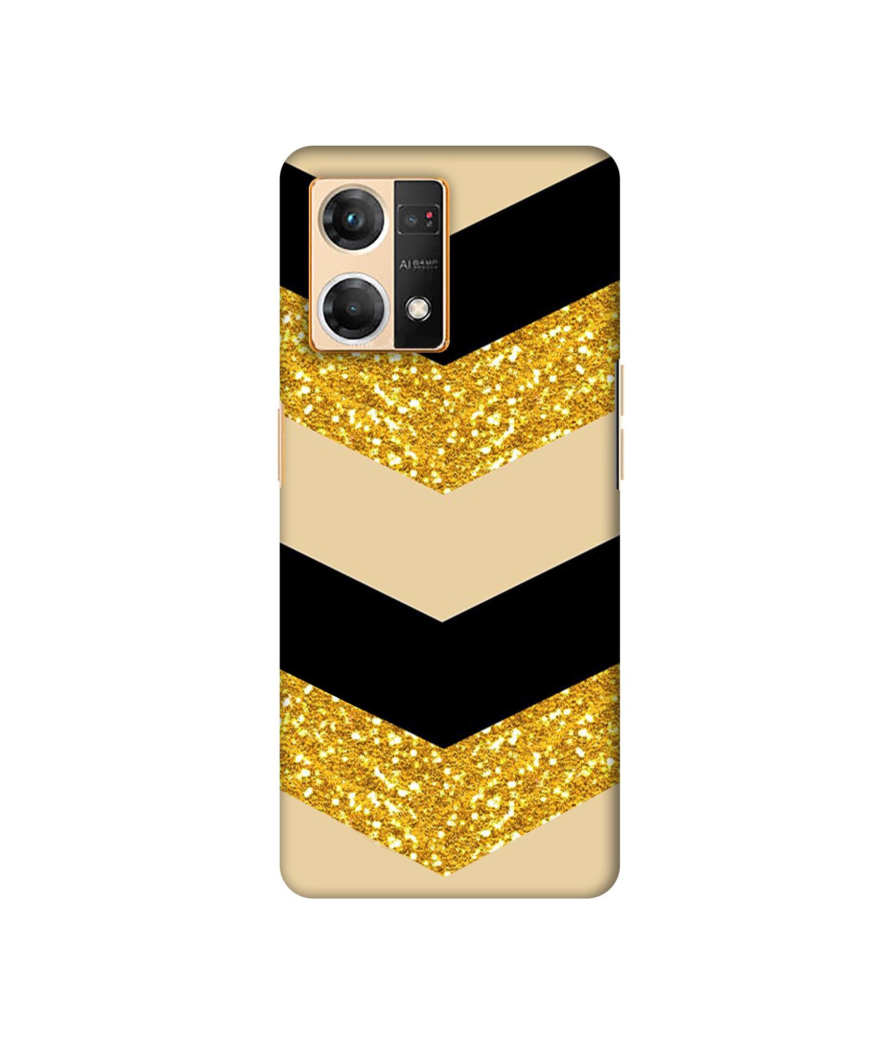 Black & Gold Designer Hard Back Cover for Oppo F21 Pro 4G