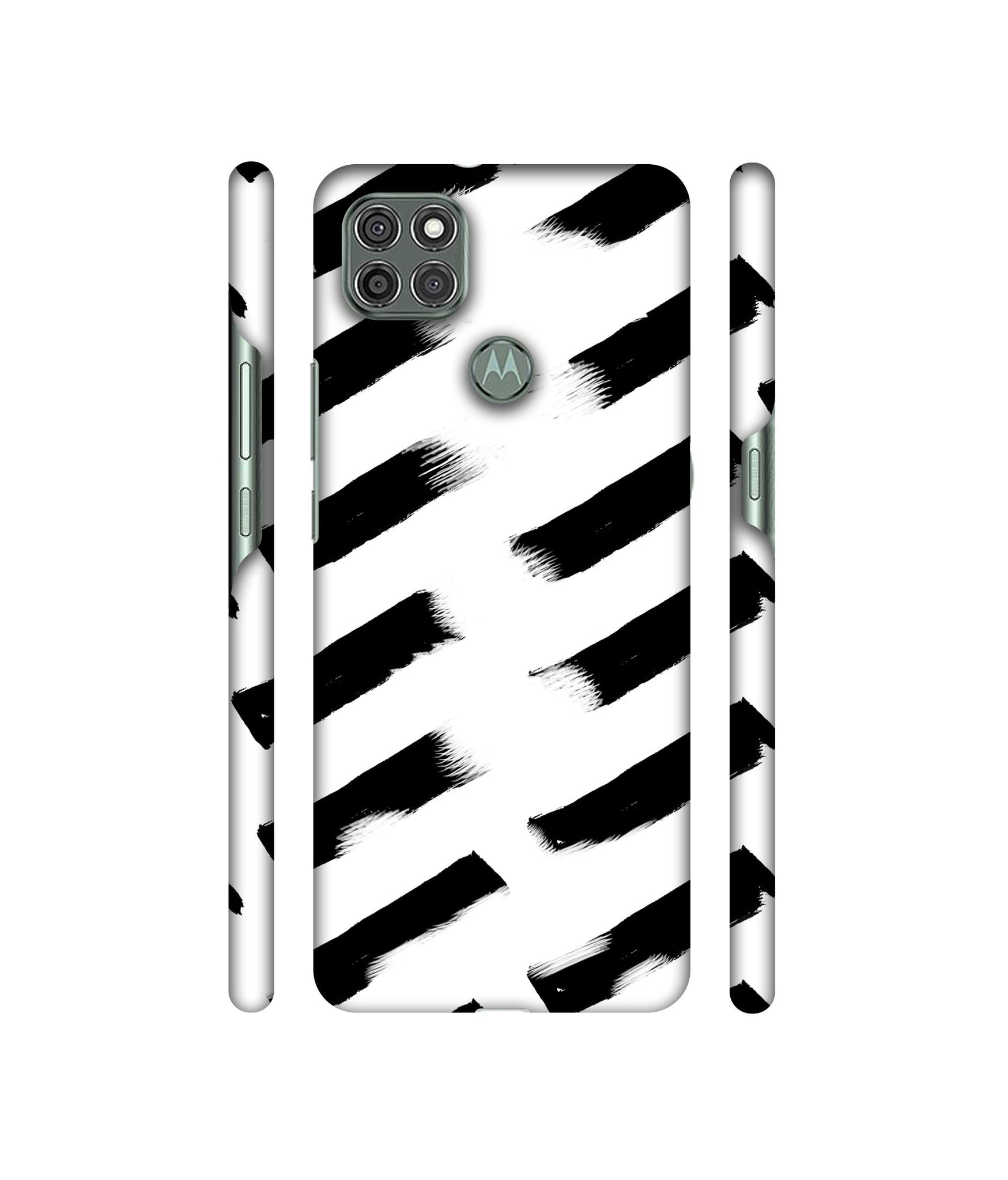 Black & White Rectangle Designer Hard Back Cover for Motorola Moto G9 Power