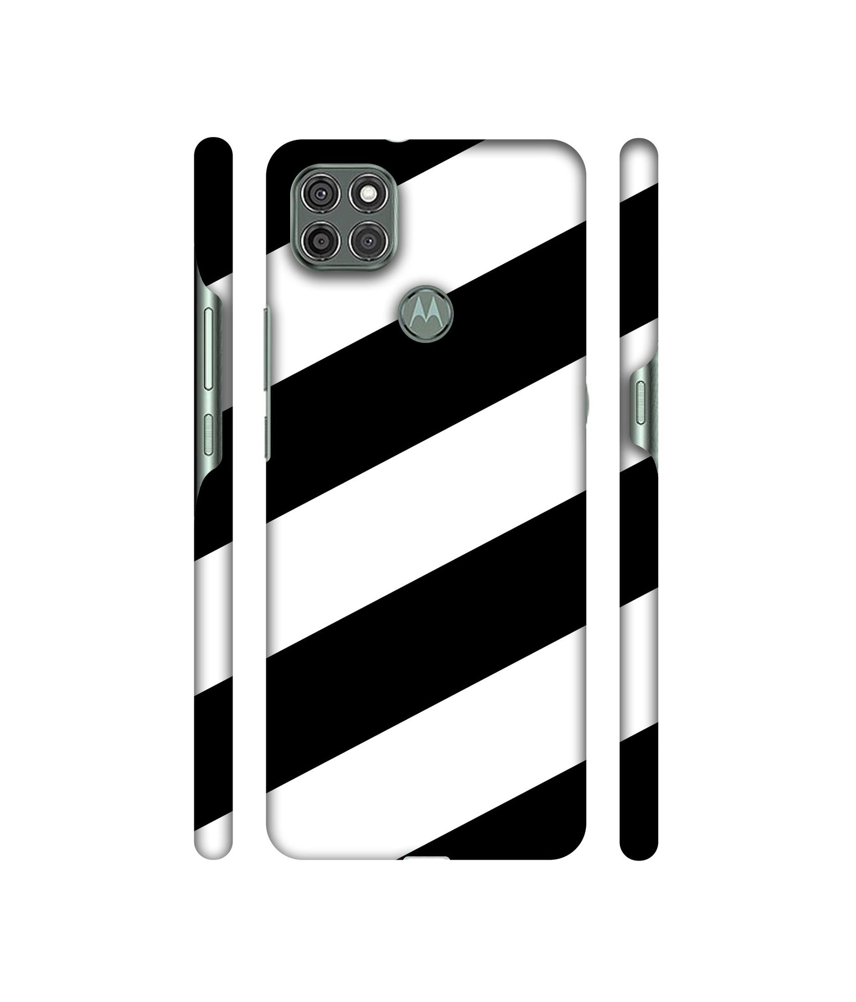 Black & White Line Designer Hard Back Cover for Motorola Moto G9 Power