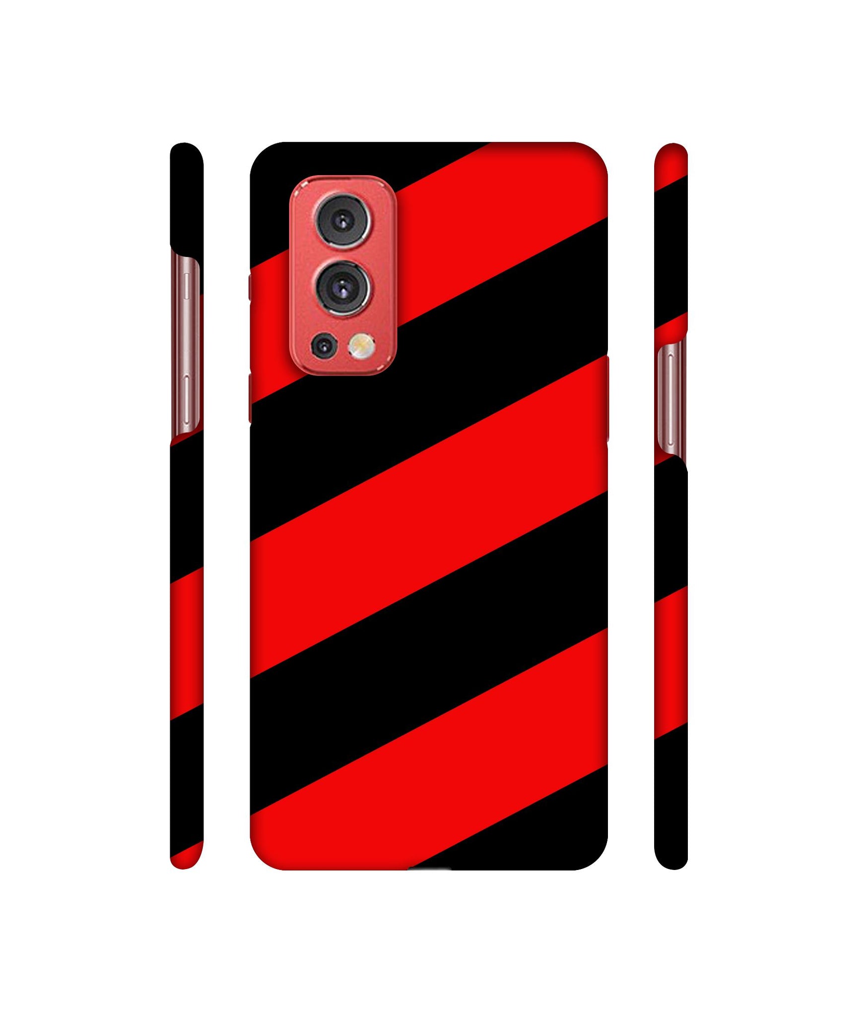 Red and Black Line Designer Hard Back Cover for OnePlus Nord2 5G