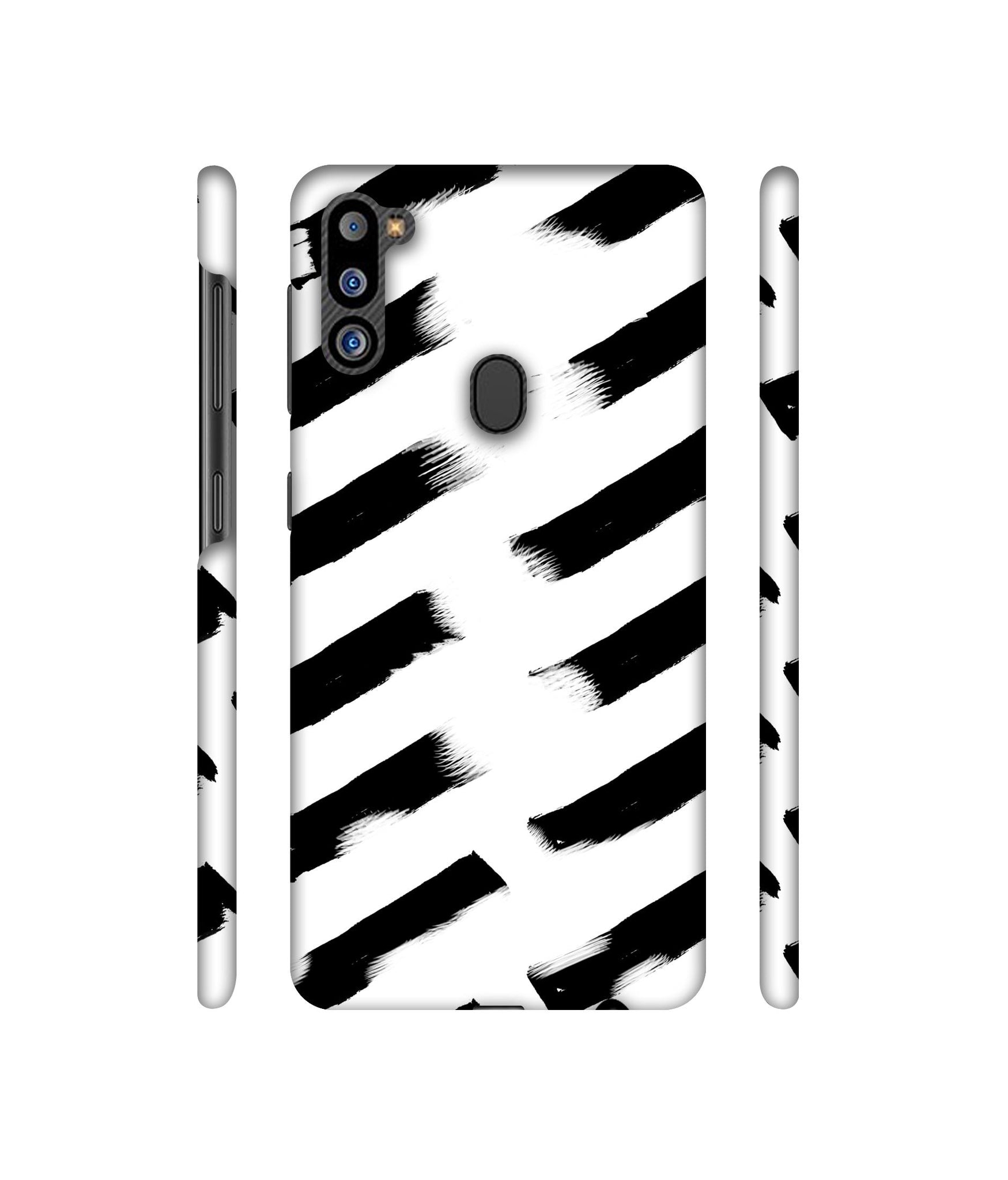 Black & White Rectangle Designer Hard Back Cover for Samsung Galaxy M21 2021 Edition