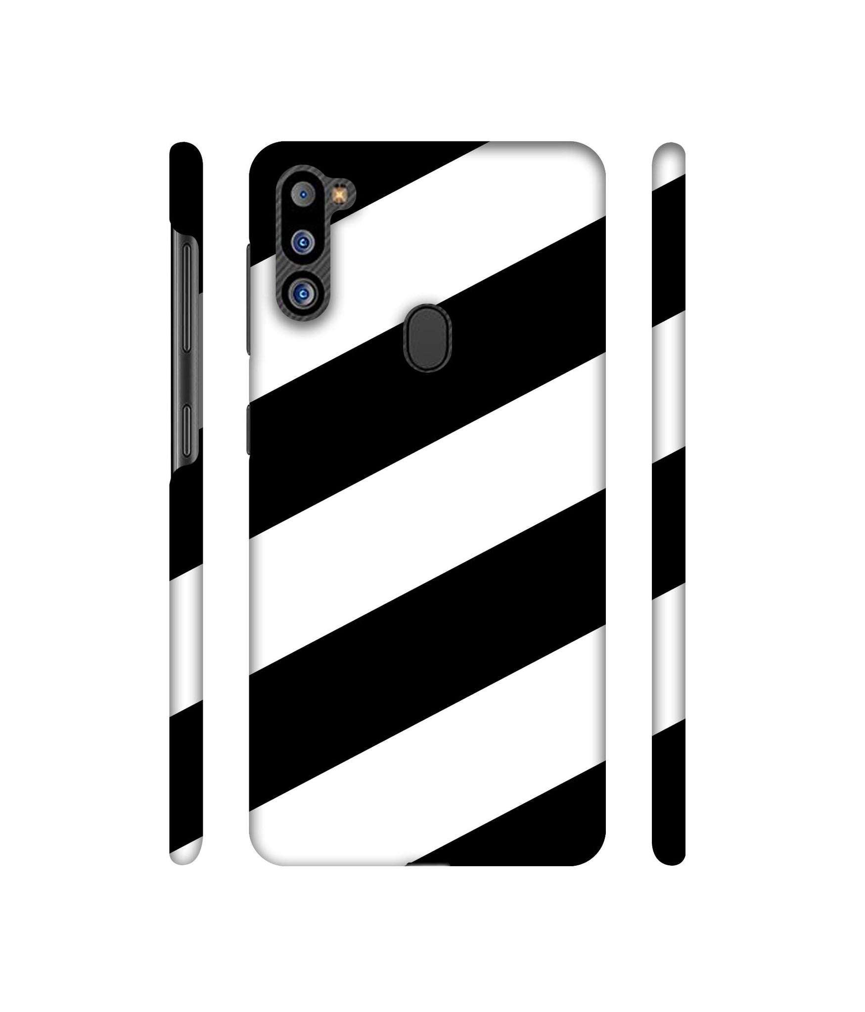Black & White Line Designer Hard Back Cover for Samsung Galaxy M21 2021 Edition