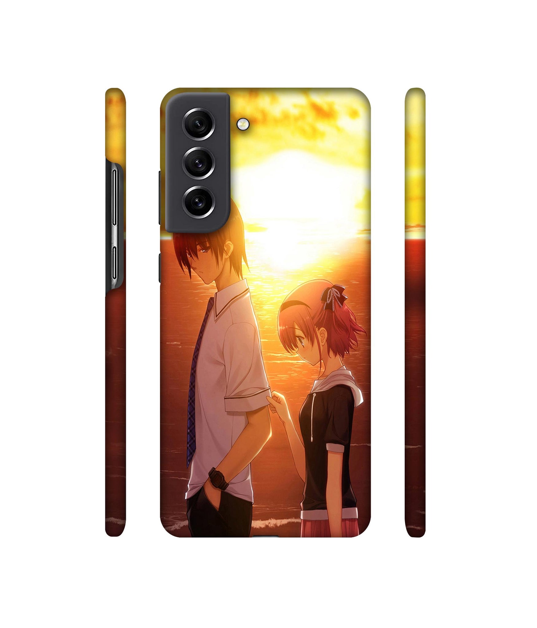 Girl Boy Sunset Sea Designer Hard Back Cover for Samsung Galaxy S21 FE 5G