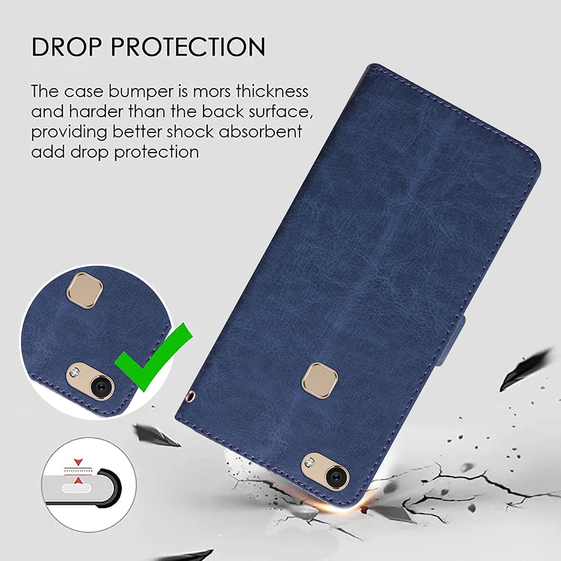 Premium Wallet Flip Cover for Vivo V7 4G