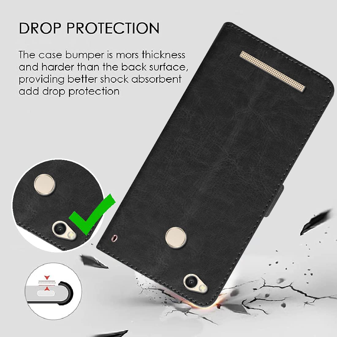 Premium Wallet Flip Cover for Mi Redmi 3S Prime 4G