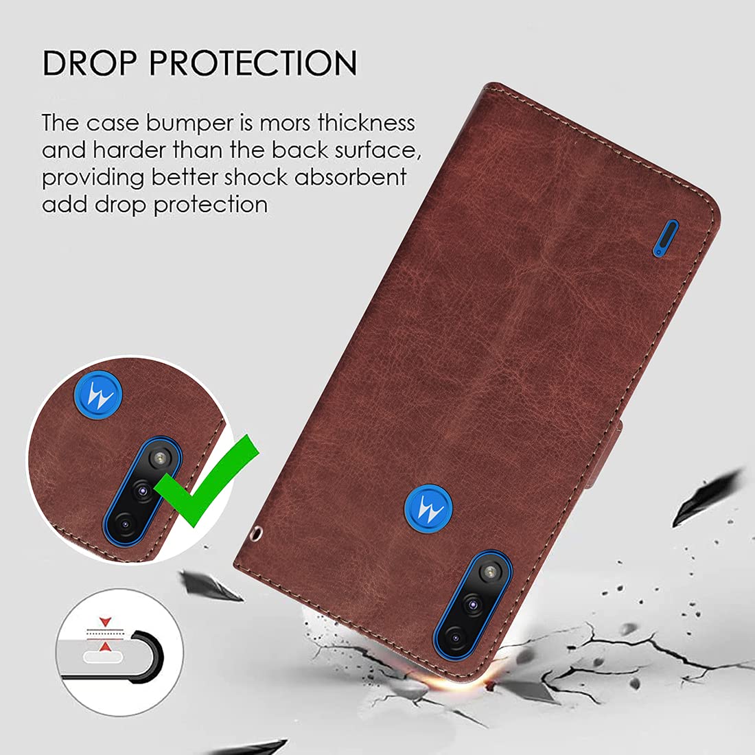 Premium Wallet Flip Cover for Motorola Moto E7 Power 4G